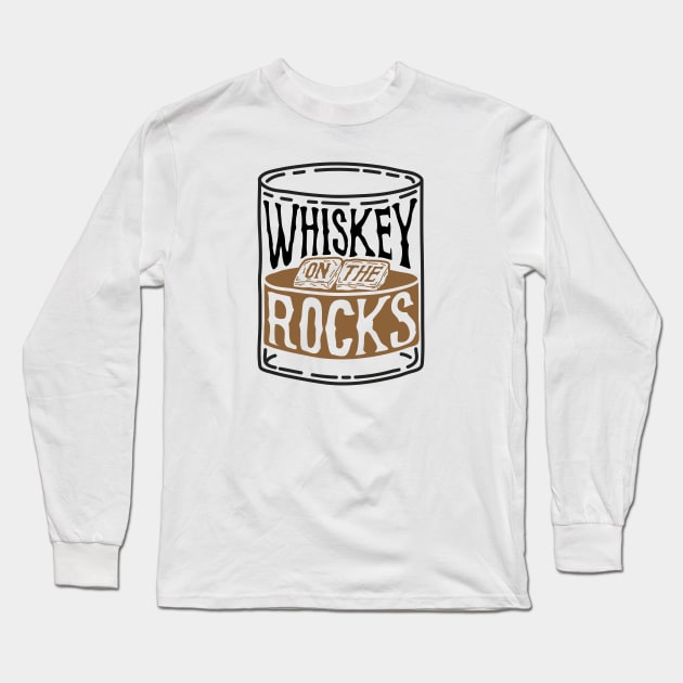 Whiskey On The Rocks Long Sleeve T-Shirt by Aguvagu